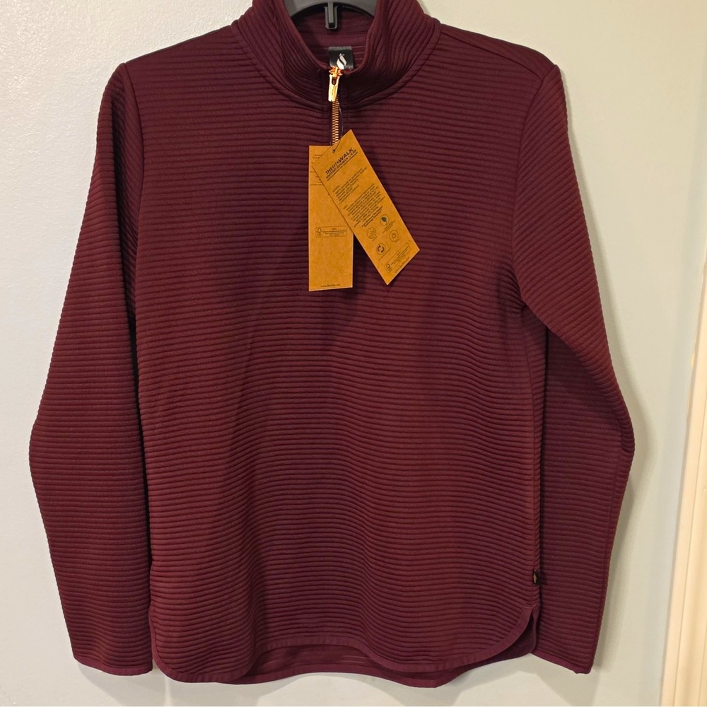 SKECHERS GOwalk Men's Softknit Ottoman 1/4 Zip Mock Neck Pullover Burgundy S 121